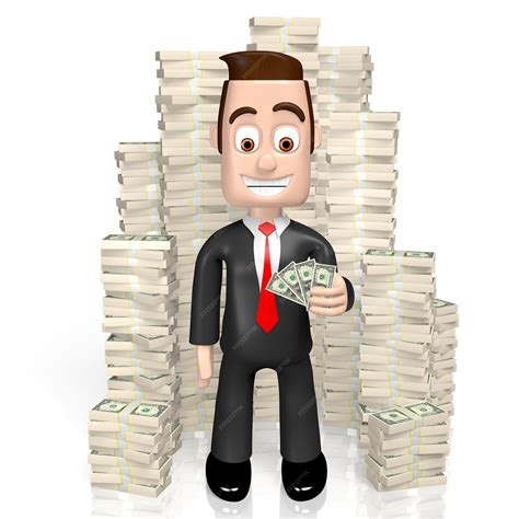 Premium Photo Cartoon Businessman Holding One Dollar Bills 3d