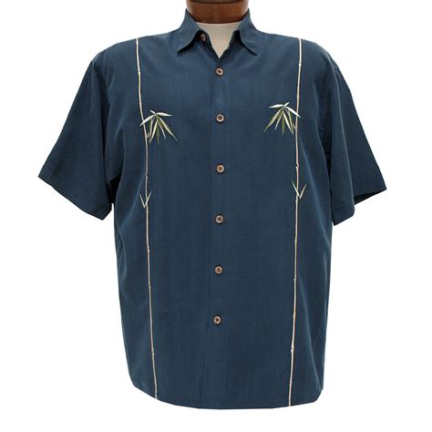 Men's Bamboo Cay Short Sleeve Embroidered Aloha Shirt, Dual Bamboos # ...