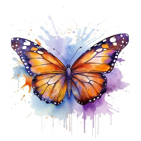 Premium Ai Image Watercolor Painting Of Viceroy Butterfly With White