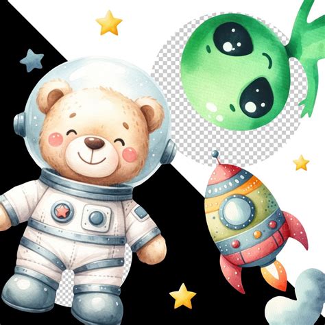 Watercolor Space Clipart Bundle Astronaut Nursery Clipart Astronaut