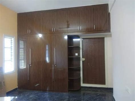 Brown Century Plywood Laminated Hinged Wardrobe Without Mirror At