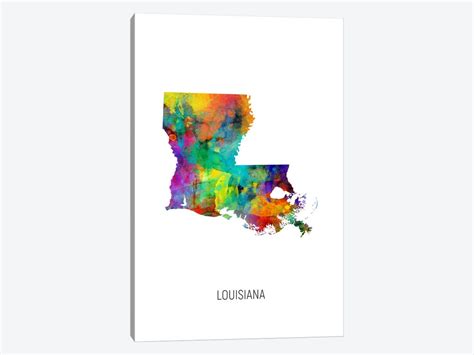 Louisiana Map Canvas Wall Art By Michael Tompsett Icanvas