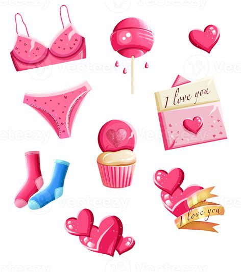 Valentines Day Hand Drawn Pink Sticker Pack 17415854 Png