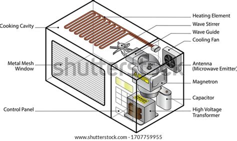 Exploded Diagram Domestic Convection Microwave Oven Stock Vector