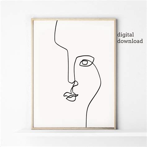 Abstract Face Line Drawing Art Print Set Abstract Woman Etsy