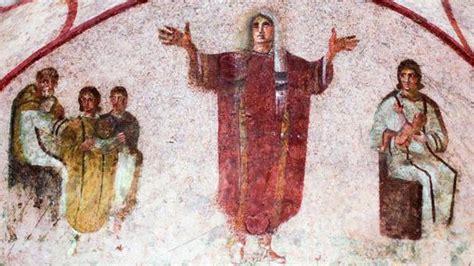 A fresco is pictured inside the catacomb of Priscilla in Rome – PottyPadre