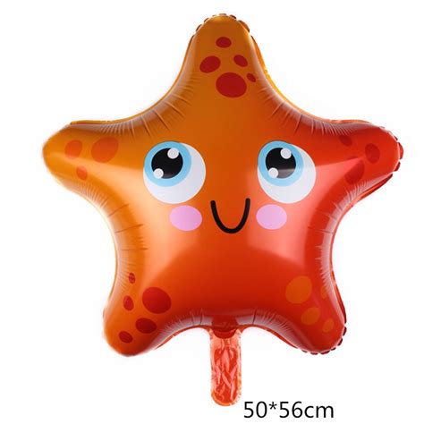 5 Pieces Cartoons Ocean Animals Foil Balloon Large Starfish Crab