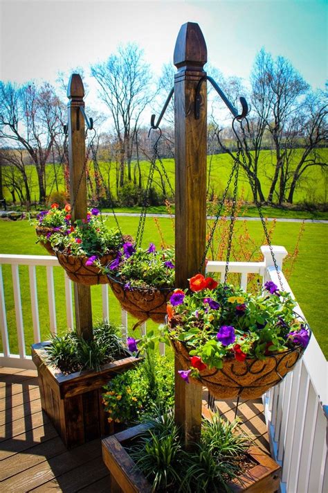 Decorate Your Patio With Pretty Flowers In A Hanging Basket Planter