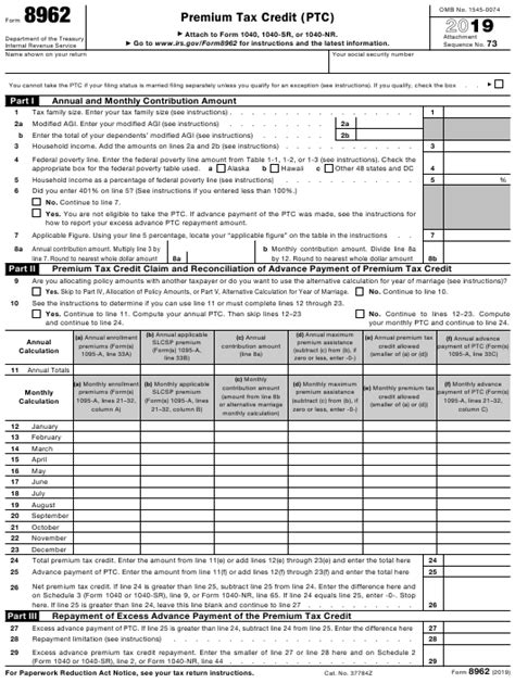 Irs Form 8962 Printable 2021 Printable Form 2024