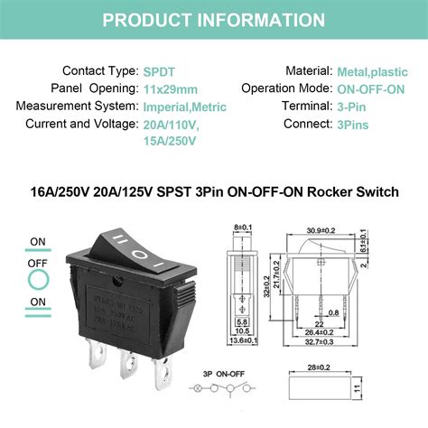 Snapklik Pcs Spdt Pins Position On Off On Toggle Rocker