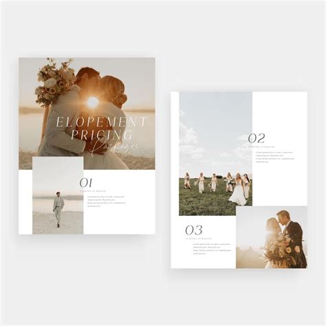 Olivia Canva Elopement Wedding Photography Pricing List Guide Template