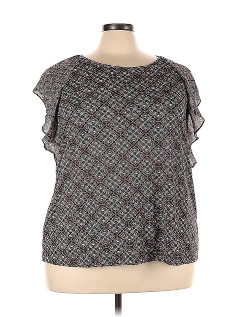 Roz Ali Gray Short Sleeve Blouse Size 3X Plus 62 Off ThredUp