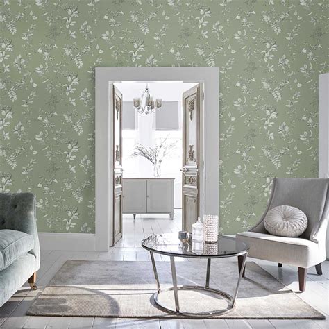 Elderwood By Laura Ashley Sage Wallpaper Wallpaper Direct