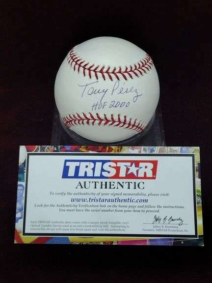 Tony Pérez HOF 2000 autographed Baseball Blue Ball point on the Sweet