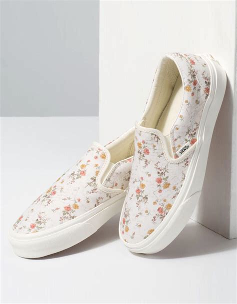 Vans Rubber Vintage Slip On Floral And Marshmallow Womens Shoes Lyst