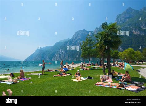 Beach in Riva del Garda, Lake Garda, Italy Stock Photo - Alamy