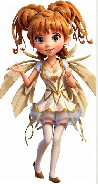 Premium Vector Cute Fairy With Blonde Hair And A Golden White Dress