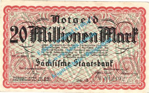 Inflation De Mio Mk Dresden Notgeld Millionen Mark Schein In