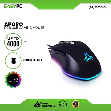 Rakk Aporo RGB Gaming Mouse Usb 4000 Dpi Avago 3050 Best Seller For