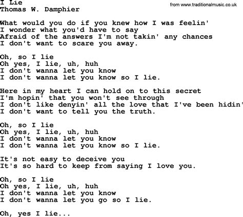 Loretta Lynn song: I Lie, lyrics