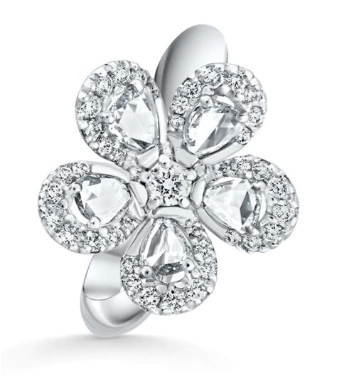 David Morris White Gold And Diamond Miss Daisy 1 Flower Ring Harrods UK