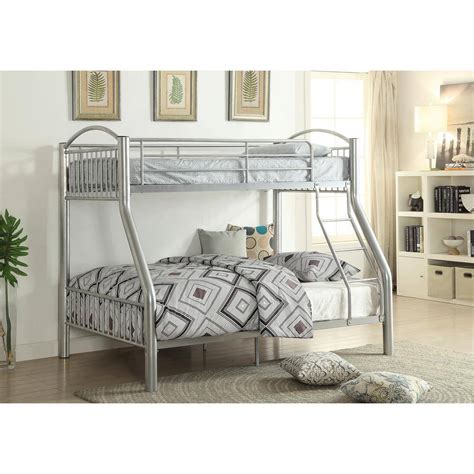 Acme Furniture Cayelynn Silver Twin Over Full Bunk Bed 37380si The