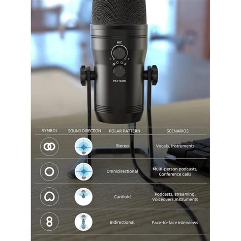 Fifine K690 Usb Mic With Four Polar Patterns Gain Dials A Live Monitoring Jack And A Mute Button