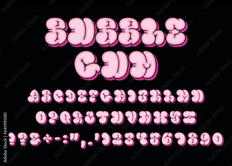 Pink Puffy Bubble Gum Letters Font 3D Bubble Letters 3D Plum Font