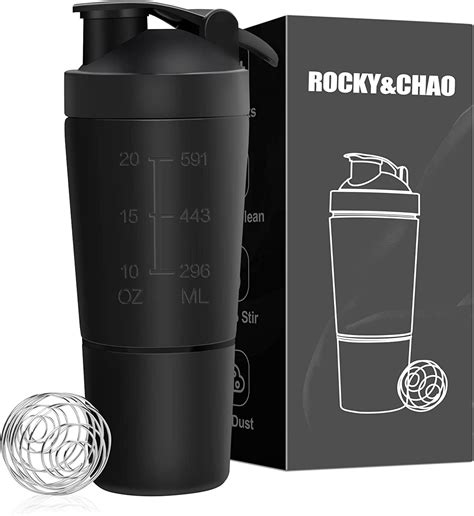 700ml Protein Shaker With 200ml Storage Cup Metal Protein Shaker With