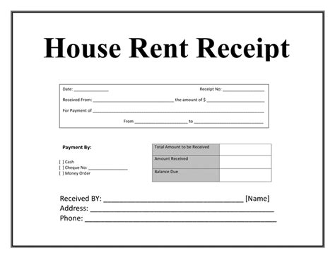 House Rent Receipt In Word And Pdf Formats