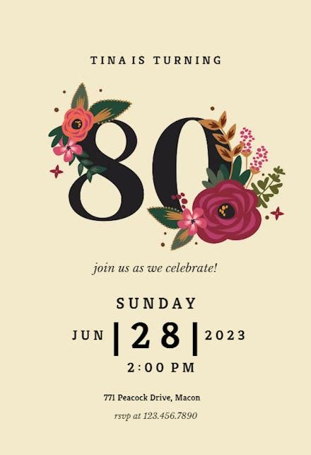 Free Printable 80th Birthday Invitations Templates Free Printable