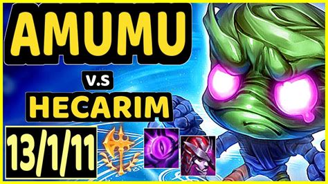 AMAZING AMUMU Vs HECARIM 13 1 11 KDA JUNGLE GAMEPLAY EUW Ranked