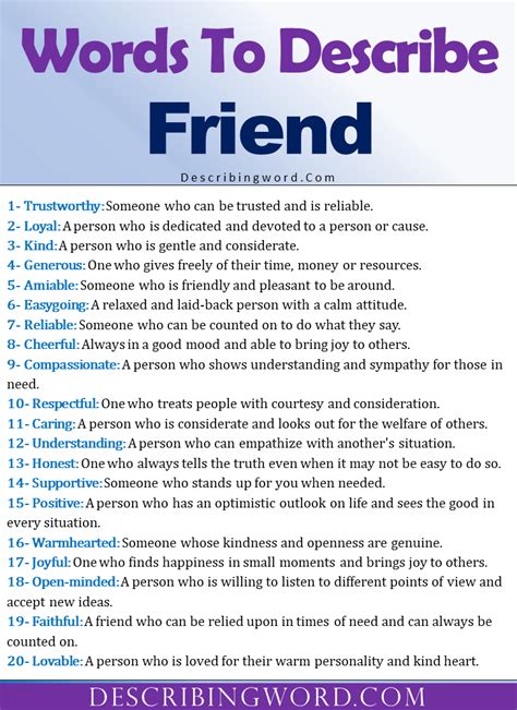 Adjectives For Friend Words To Describe Friend DescribingWord