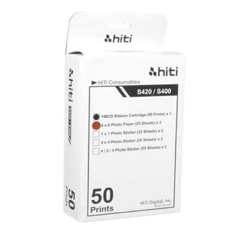 Hiti S420 Paper And Ribbon For 50 4 X 6 Prints 87 P3304 03BV For