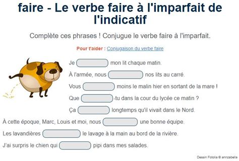 Exercice De Conjugaison Le Verbe Faire à Limparfait