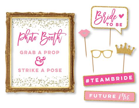 Printable Bridal Shower Photobooth Props Wedding Photo Booth Etsy Uk