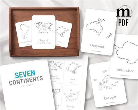 SEVEN CONTINENTS Outline Cards Montessori Inspired Learning - Etsy