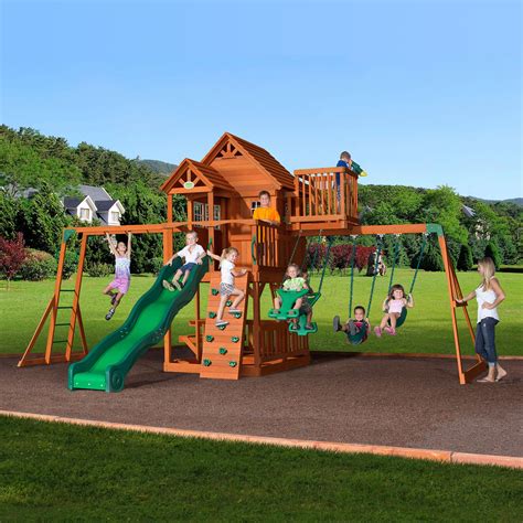 Backyard Discovery Skyfort All Cedar Swing Set And Reviews Wayfair