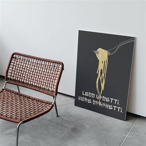 Less Upsetti More Spaghetti Print Funky Wall Art Retro Etsy