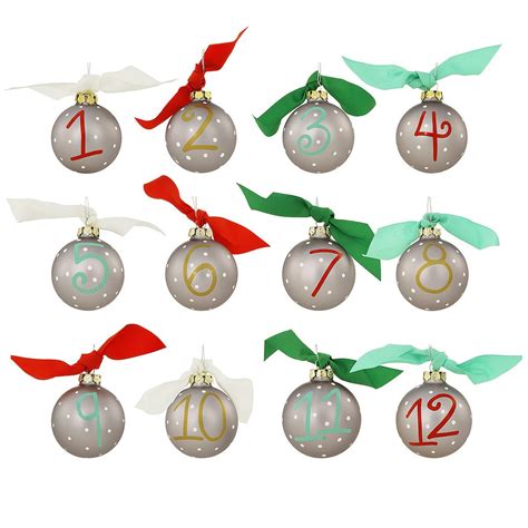 12 Days Of Christmas Glass Ornament Set Of 12