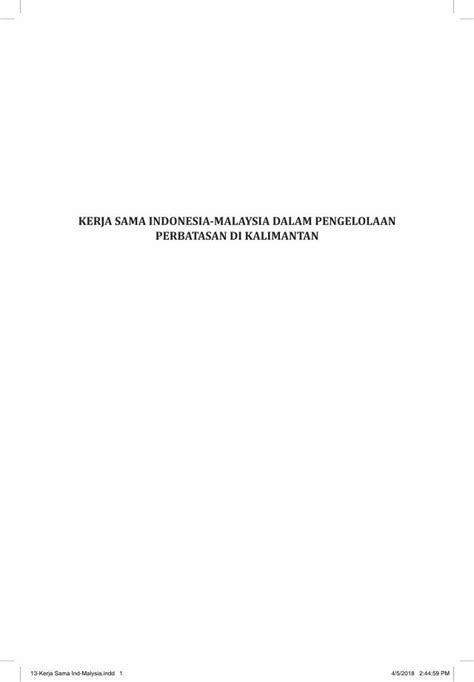 PDF KERJA SAMA INDONESIA MALAYSIA DALAM PENGELOLAAN Dalam Hal Ini