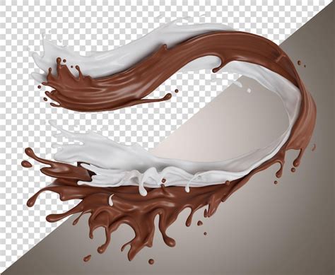 Premium Psd Psd Milk And Chocolate Isolated Splashes Wave