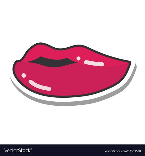 Pop Art Mouth And Lips Beautiful Line And Fill Vector Image