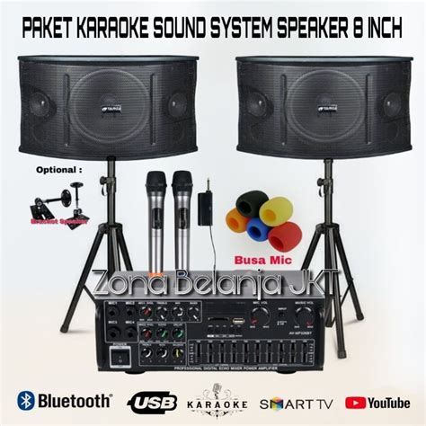 Jual Paket Karaoke Sound System Speaker Inch Ampli Usb Bluetooth Mic