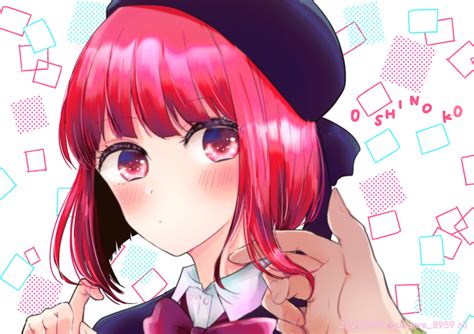 Safebooru 1girl Arima Kana Beret Blue Background Blue Headwear Blue Jacket Blush Bob Cut