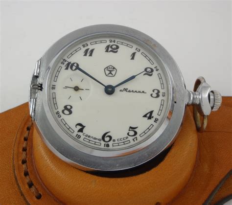 Molniya Vintage Ussr Pocket Watch Mechanical 3602 With Leather Etsy