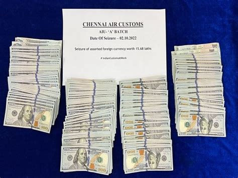 Chennai Customs Seize Foreign Currency Worth Rs 1568 Lakh