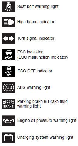 Indicator Symbols On The Instrument Cluster 2021 Hyundai Accent Owner