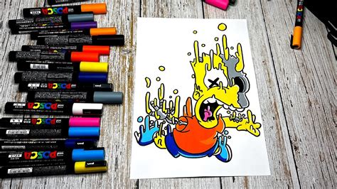 Bart Simpson Art Drawing With Posca Markers Drip Effect Youtube