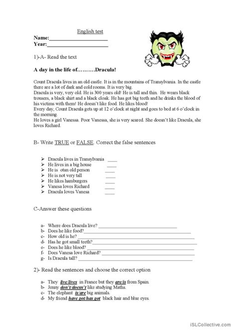 A Day In The Life Of Dracula English Esl Worksheets Pdf And Doc